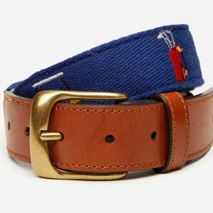 J McLaughlin Leather And Cotton Belt 40 Golf Themed
